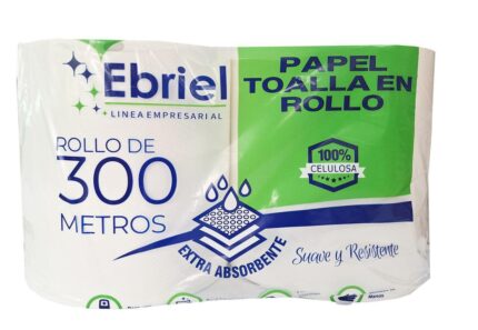 PAPEL TOALLA EN ROLLO 100% CELULOSA 300 MT C/ROLLO  PACK X 2